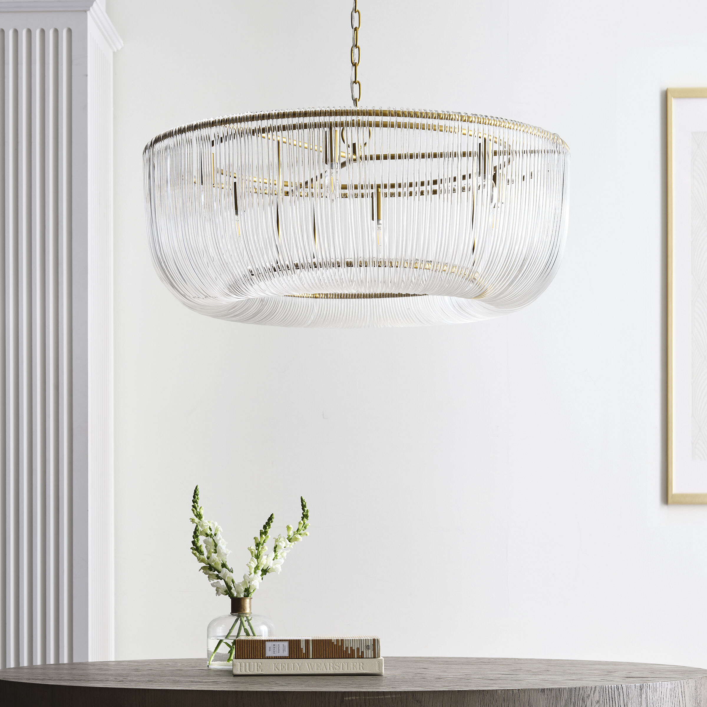 C&M by Chapman & Myers Pierce Pendant Ceiling Light in Burnished Brass